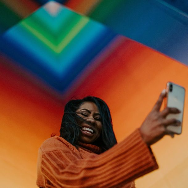 Women talking selfie